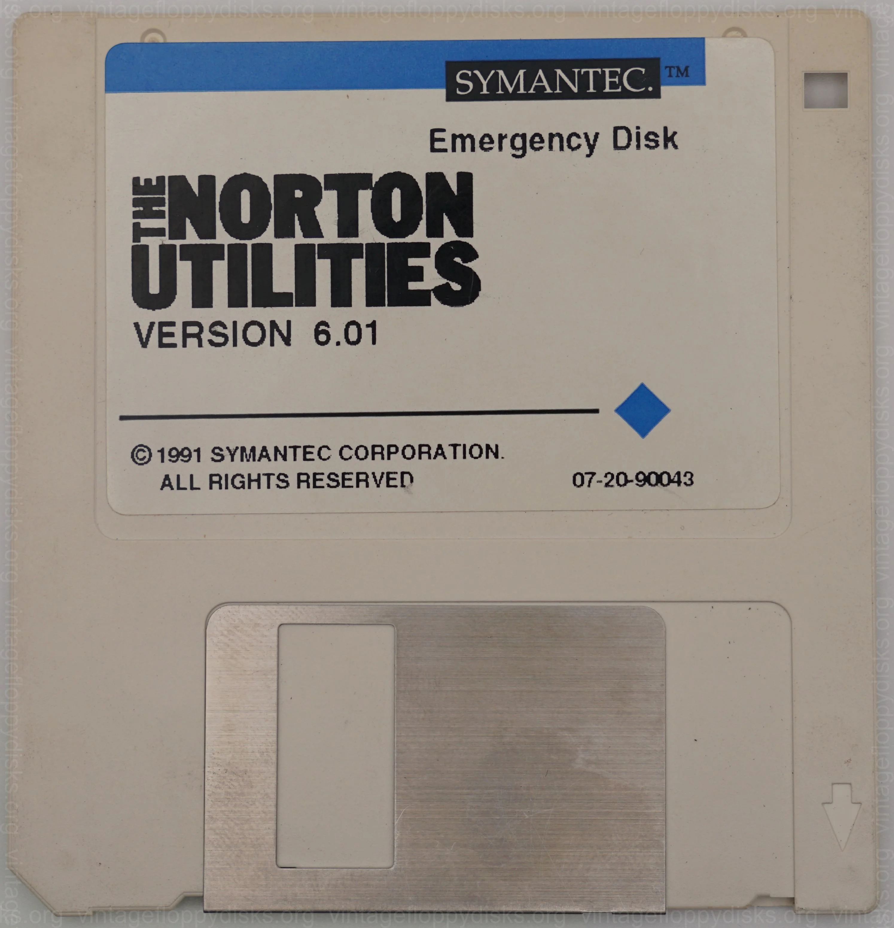 a vintage software disk from Symantec. Software title: Norton Utilities 6.01 - Front