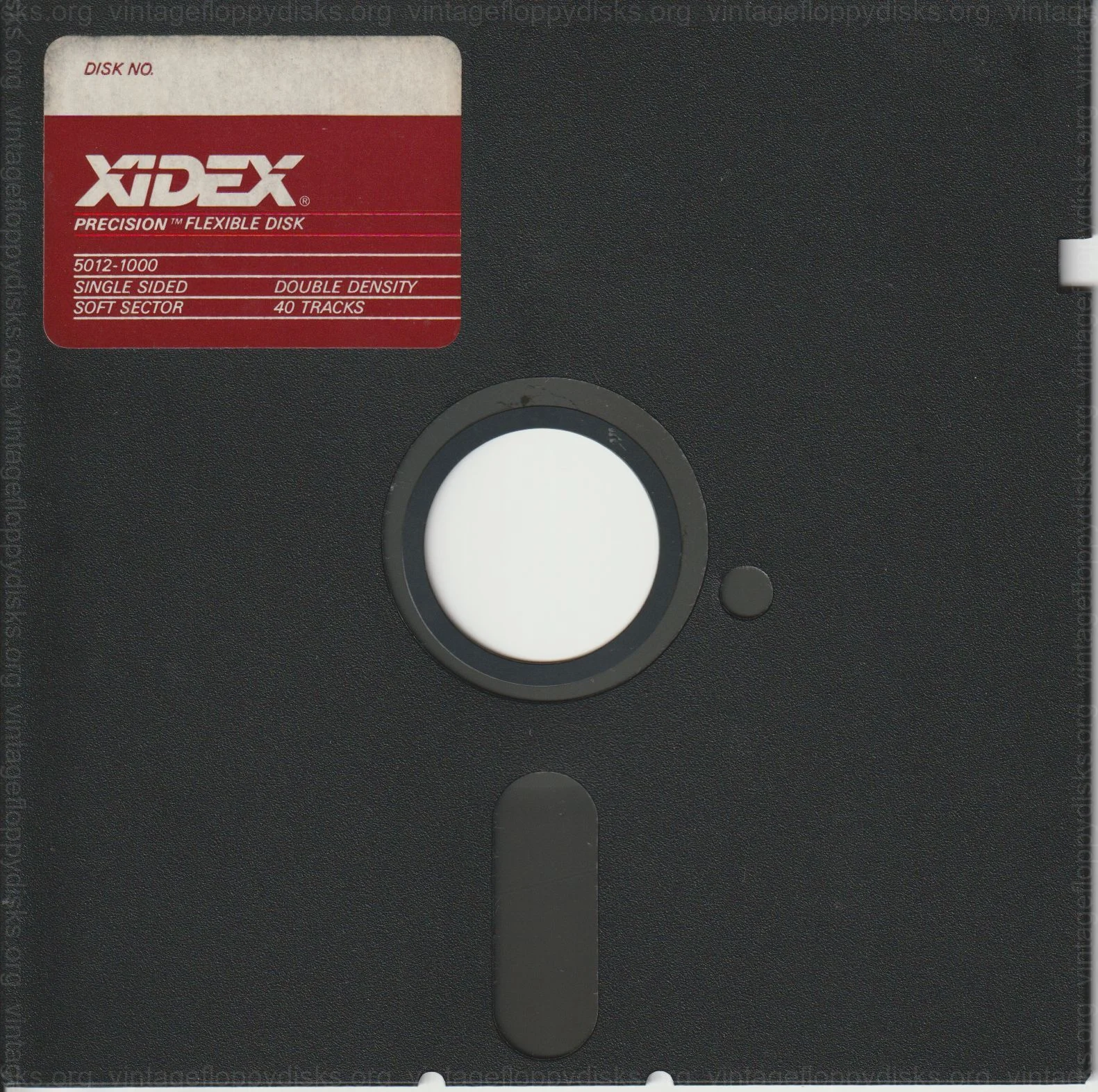 a vintage floppy disk from Xidex. Cat. no.: X2-525-0001-001 - Front