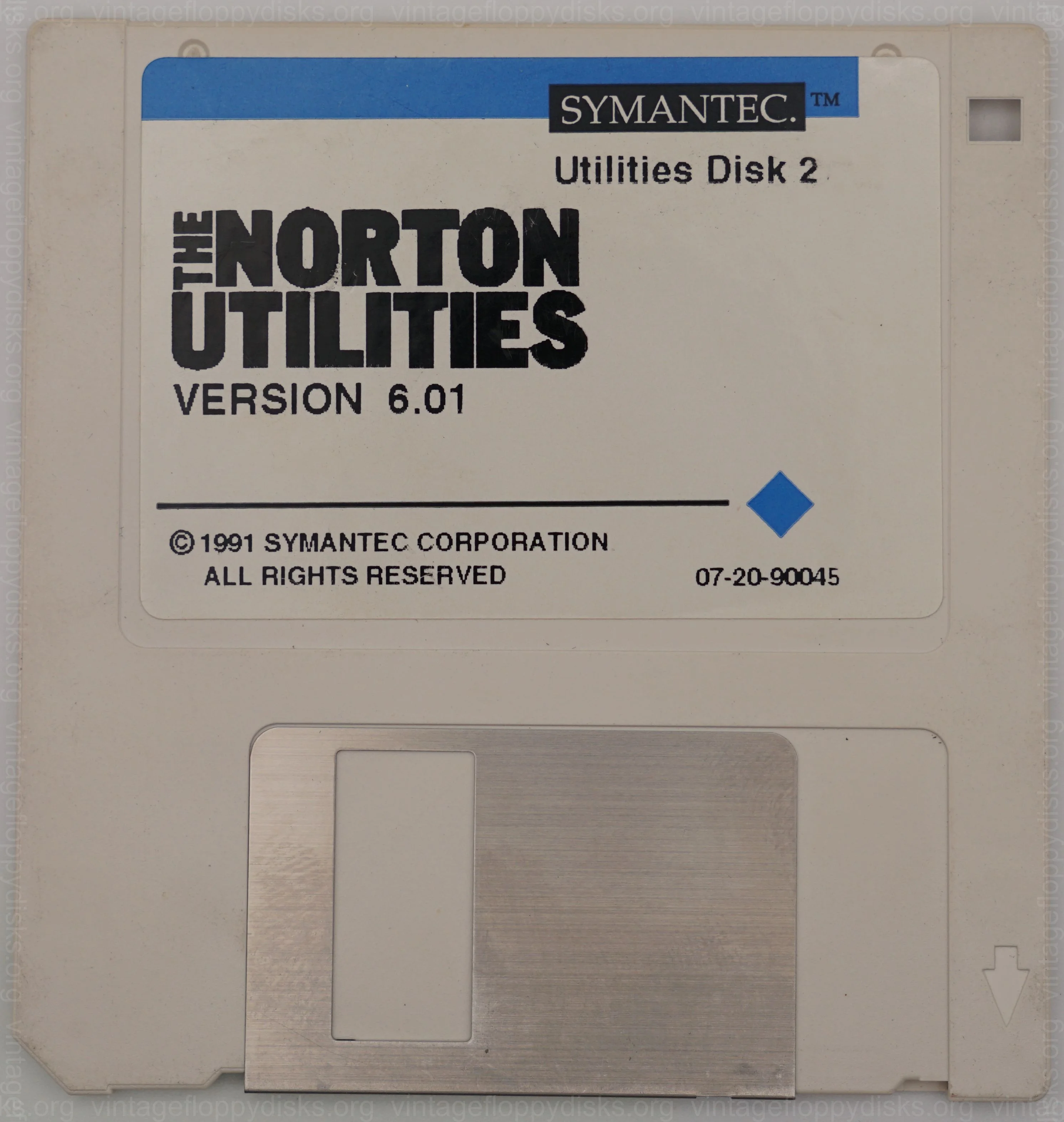 a vintage software disk from Symantec. Software title: Norton Utilities 6.01 - Front