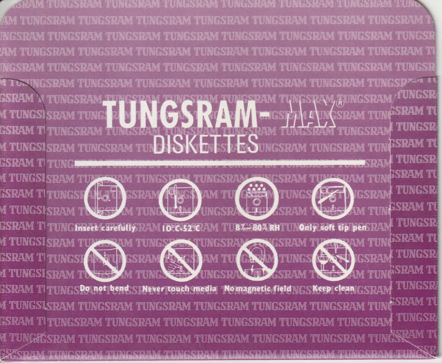 a vintage floppy disk sleeve from Tungsram. Cat. no.: T10-525-001 - Back