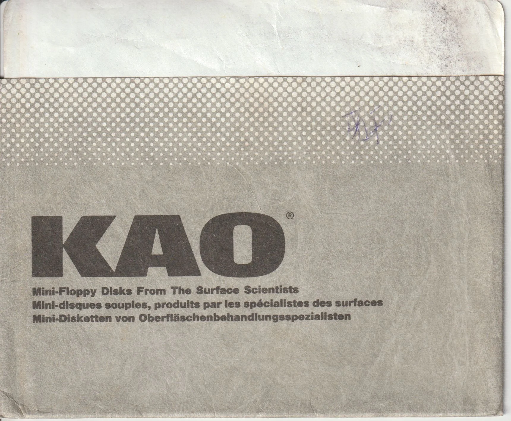 a vintage floppy disk sleeve from KAO. Cat. no.: K1-525-001
